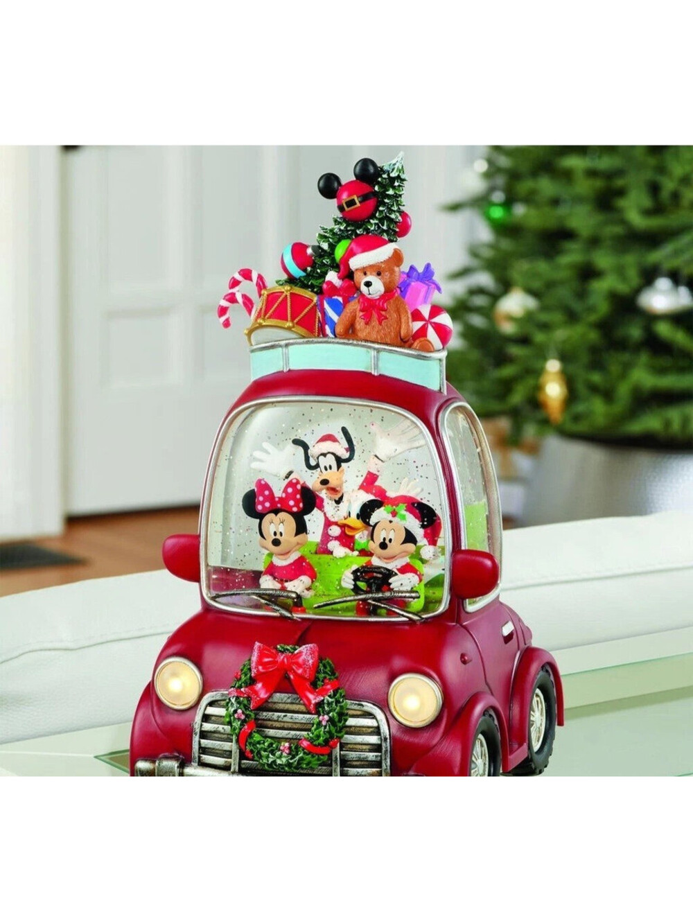 Disney Holiday Water Spinning Car Mickey Minnie Donald Goofy Christmas Decor NEW